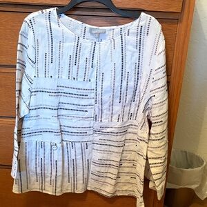 Habitat Block Blouse, 99% cotton and 1% spandex. Black and brown stitching